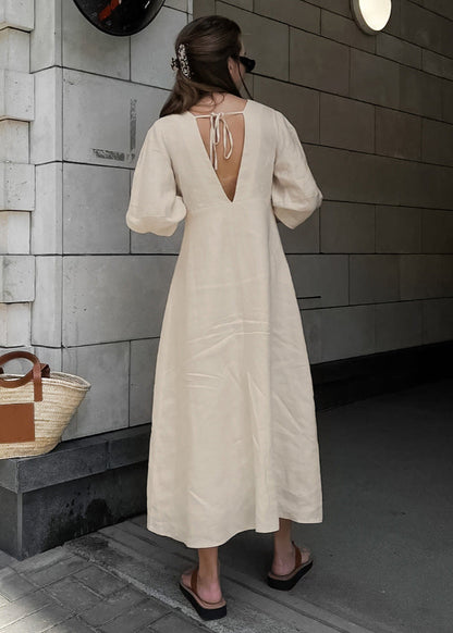 Noelle – Linen Button-Down Midi Dress