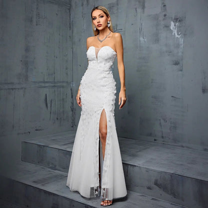 Tube Top Evening Dress V neck Fishtail Gauzy Gown Cocktail Party Annual Party Little Dress