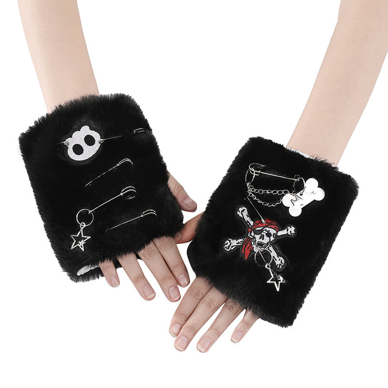Y2K Millennial Hot Girl Subculture Cross Fingerless Strapped Gloves