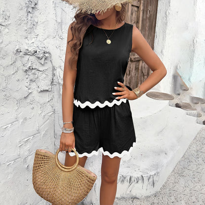 Women Clothing Spring Summer Casual Lace Suit