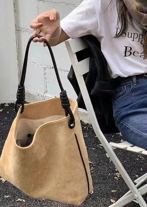 Knotted Handle Suede Tote Bag