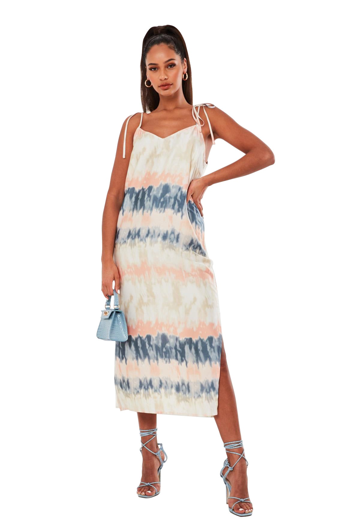 Women Clothing Suspender Split Tie-Dyed Printed Casual Maxi Dress Women