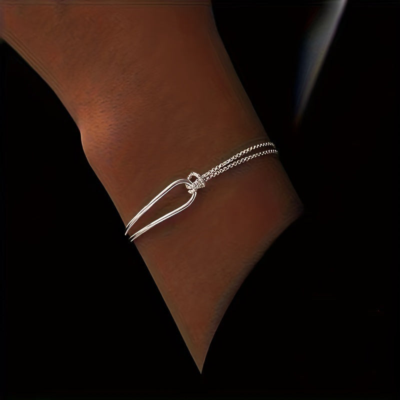 Chic Knotted Double-Layer Half Bangle Chain Bracelet