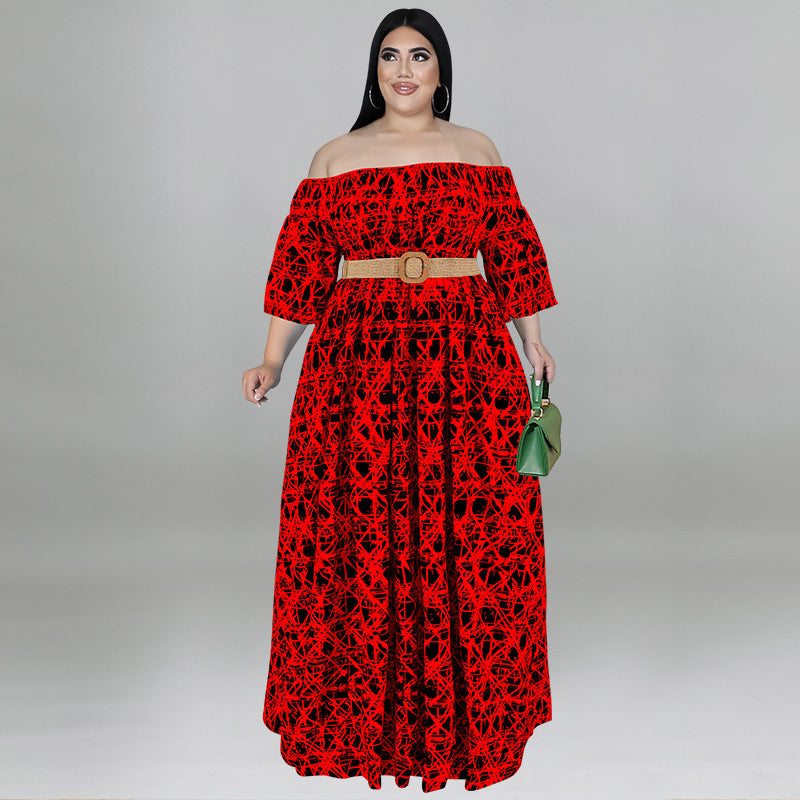 Casual Print Off Shoulder Dress