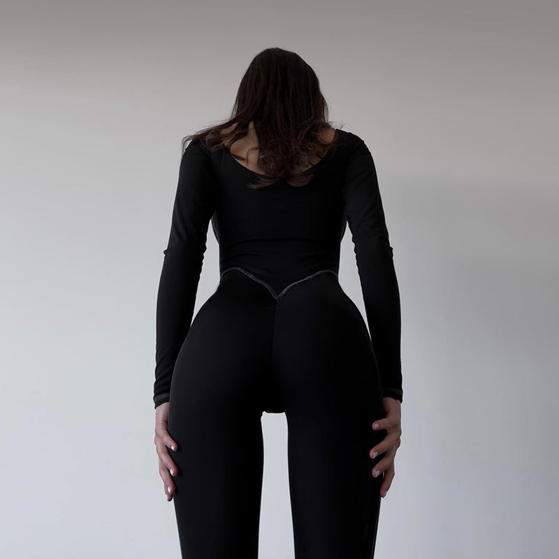 Autumn Women Clothing Street Personalized Sexy Slim Fit Square Collar Split Jumpsuit
