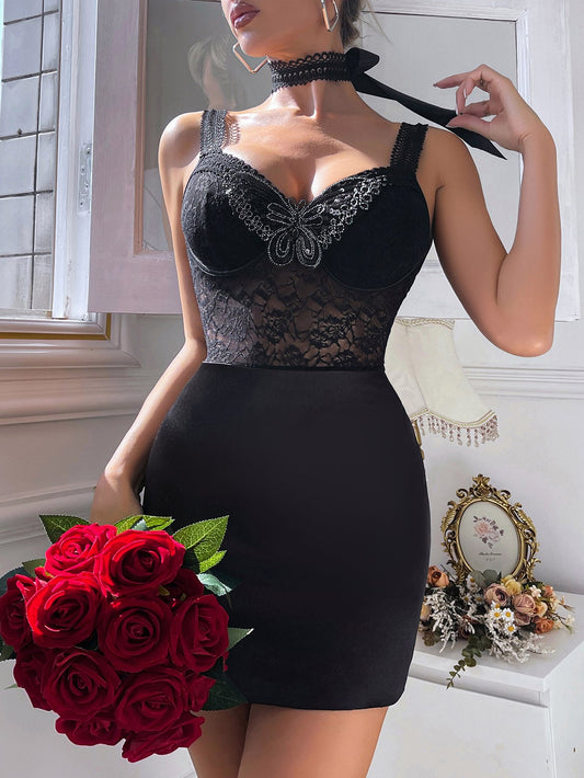 Lace Sexy Black Hip Wrapped Dress Sexy Thong Seductive Sexy Two Piece Sets