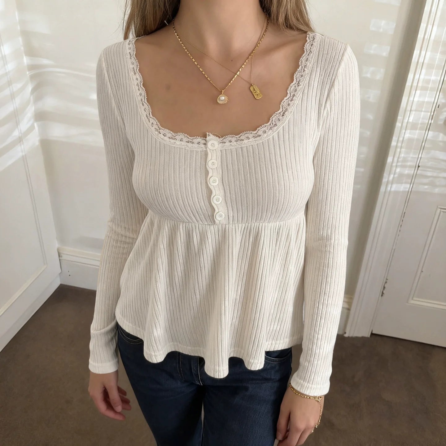 Goddess Knit Lace Square Top