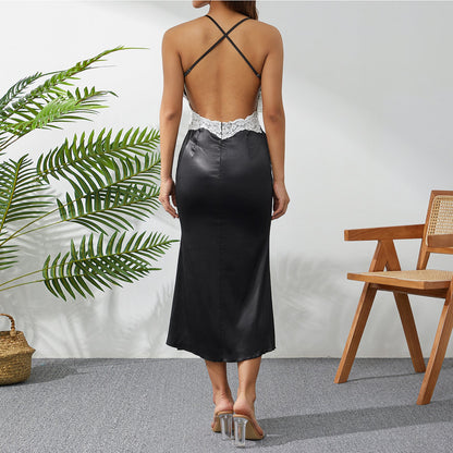 Women Clothing Slim Fit Evening Dress Maxi Dress Lace Lace Backless Sexy Strap Dress