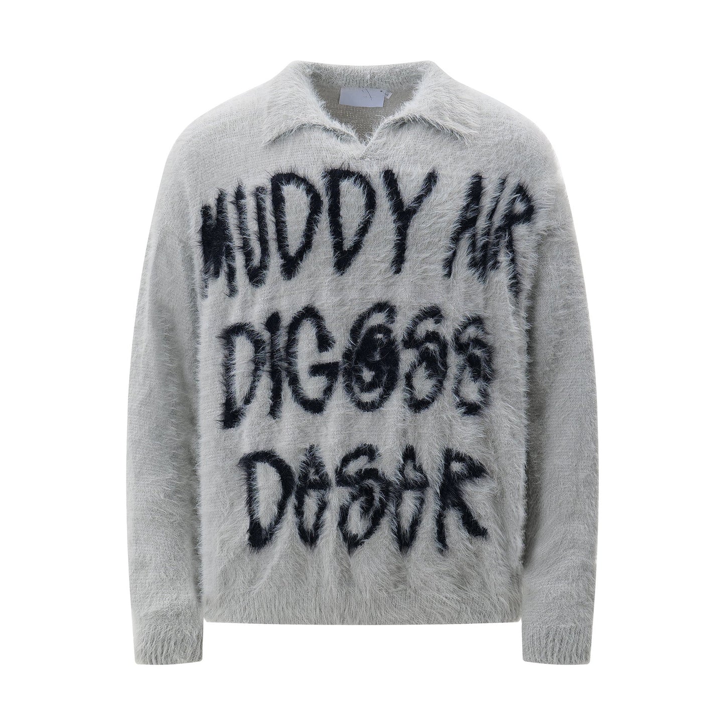 Color Block Letter Slouchy Knit Sweater