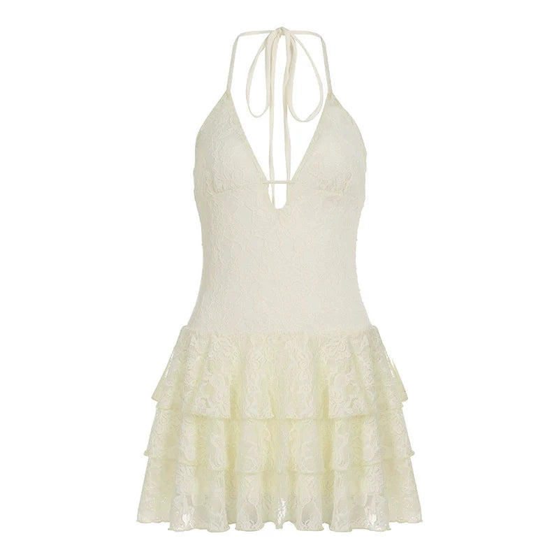 Adaley Lace Tiered Mini Dress