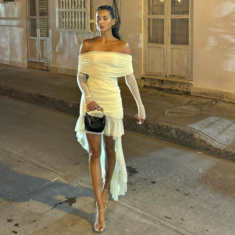 Emely Off-Shoulder Ruched Gown