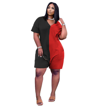 Summer Casual Loose Contrast Color Romper