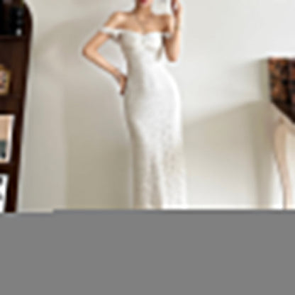 Fall Women Clothing Suspenders Maxi Dress High Waist Sexy Slim Solid Color Dress