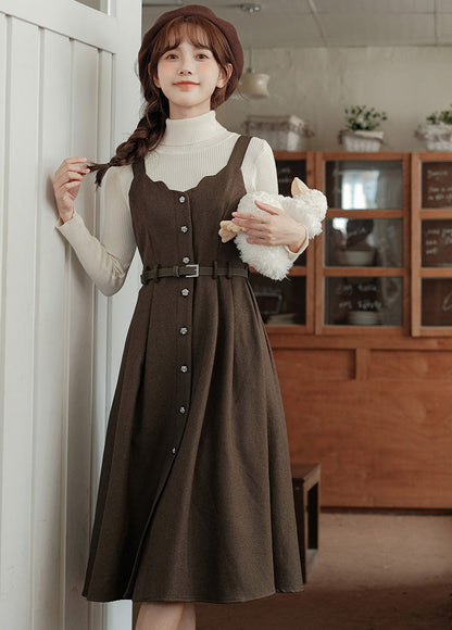 Button Up Scallop Cami Dress
