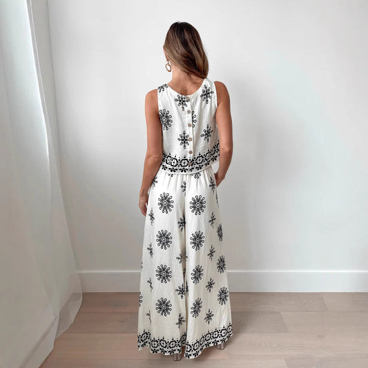 Women Wear Sexy Print Sling Wide Leg Sets