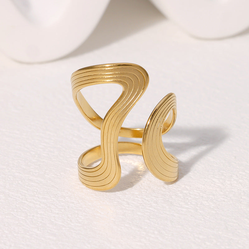 Geometric Stainless Steel Band Vintage Design Ring