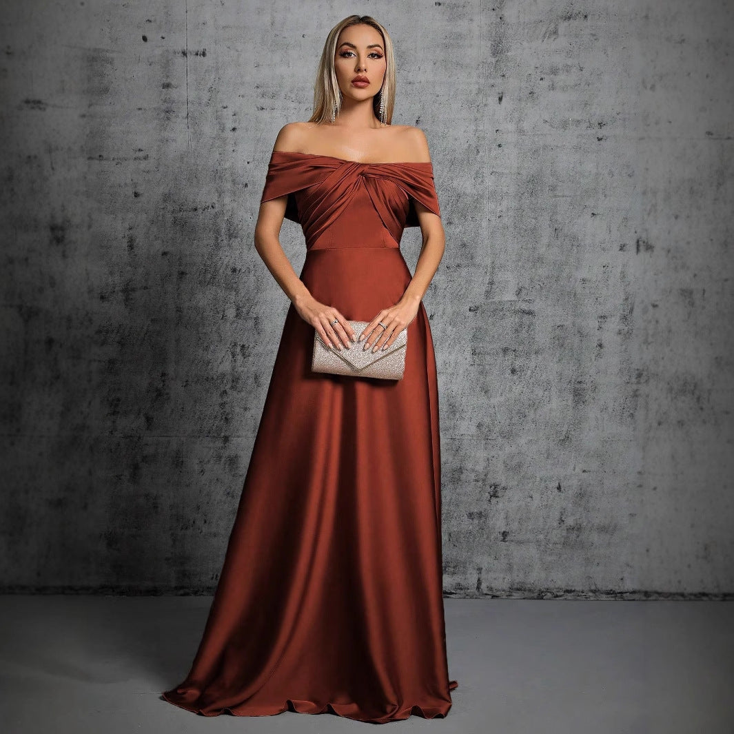 Evening Dress off Shoulder Sexy Cocktail Party Christmas Party Slimming Dress Annual Meeting Dress