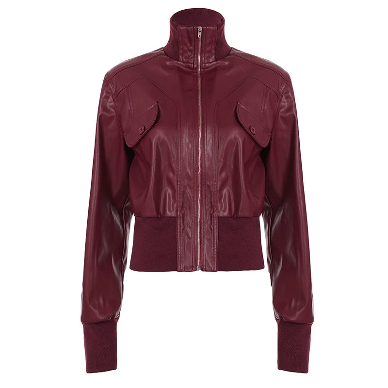Florencia Cropped Faux Leather Jacket