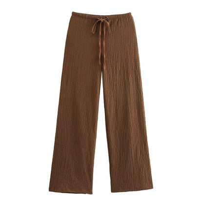 Women Texture Single Breasted Vest Jacket High Waist Straight Leg Pants Casual Two Piece Sets