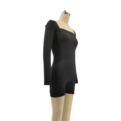 Women Clothing Pure Black Dress Women Jumpsuit Thick