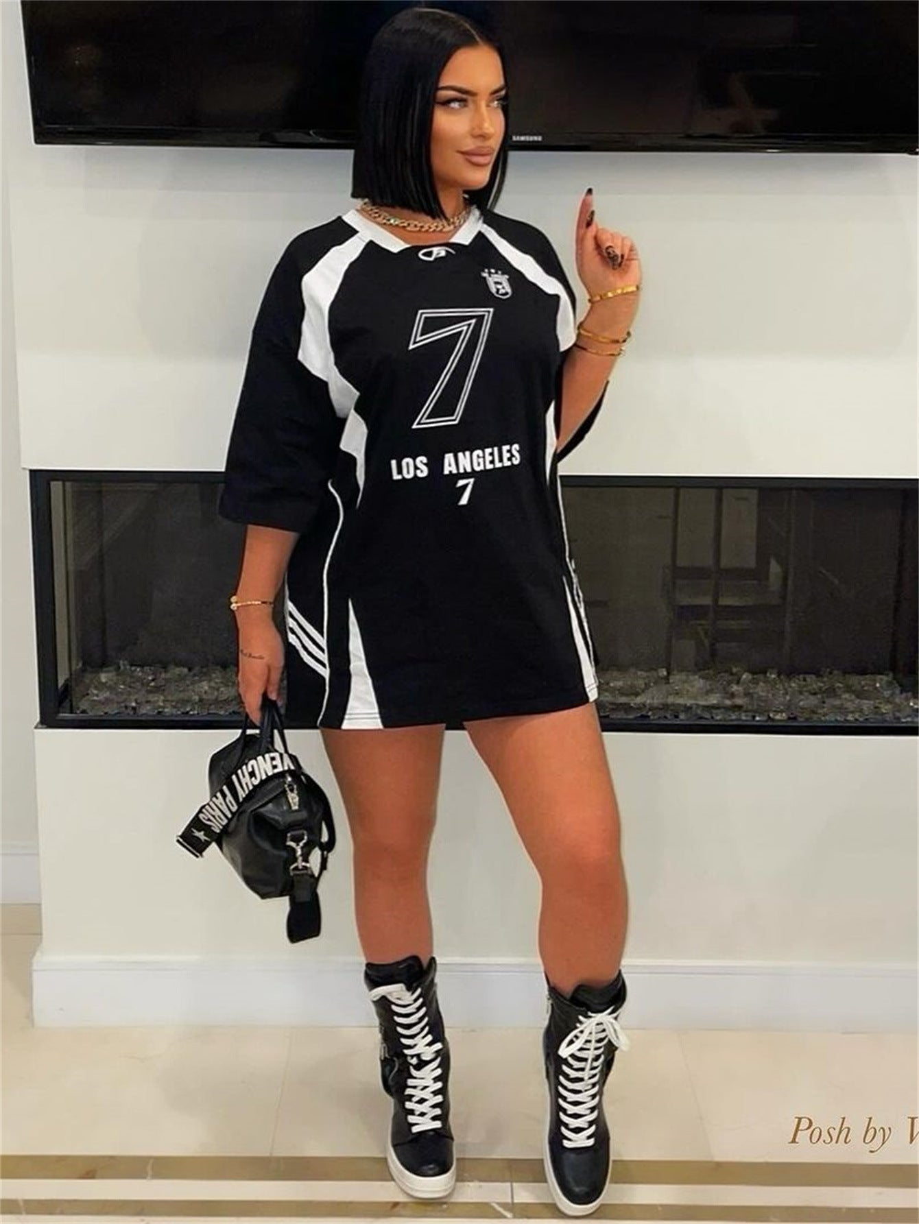 Autumn Printed Motorcycle Sports Casual Loose Brand Design Dress