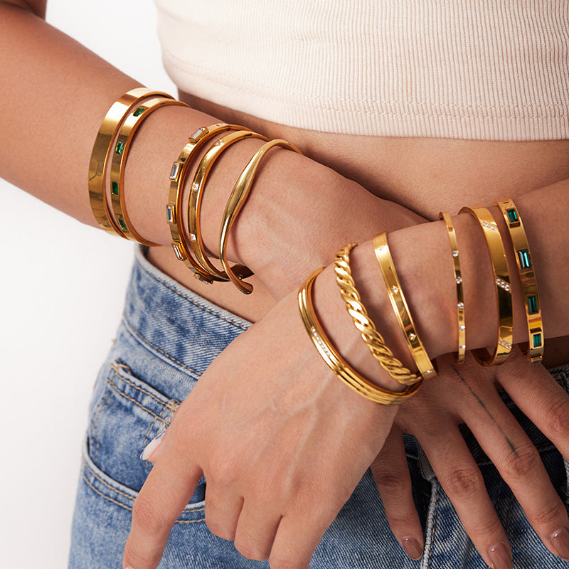 Vintage Rhinestone Studded Cuff Bracelet