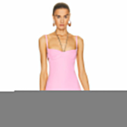 Summer Pink Sexy Chain Mini Suspender Hollow Out Cutout Backless Women Clothing