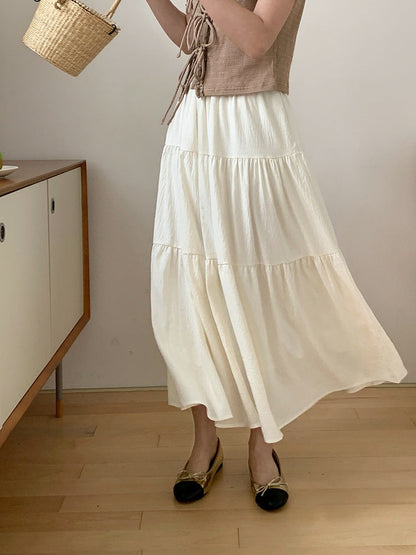 Pleated Tiered Maxi Skirt