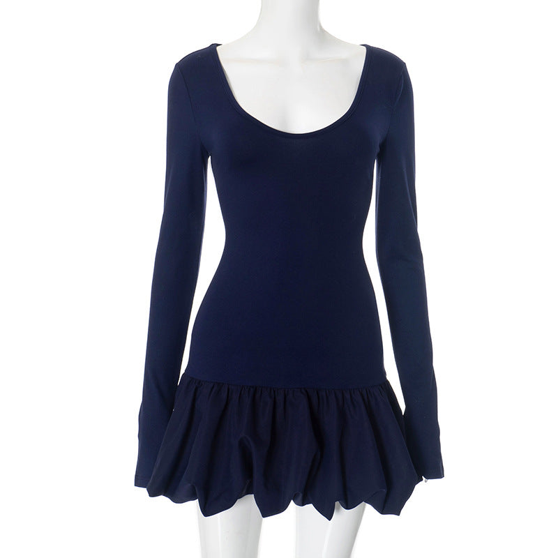 Women Clothing Trend Elegant Charming Long Sleeve V neck Short Puffy