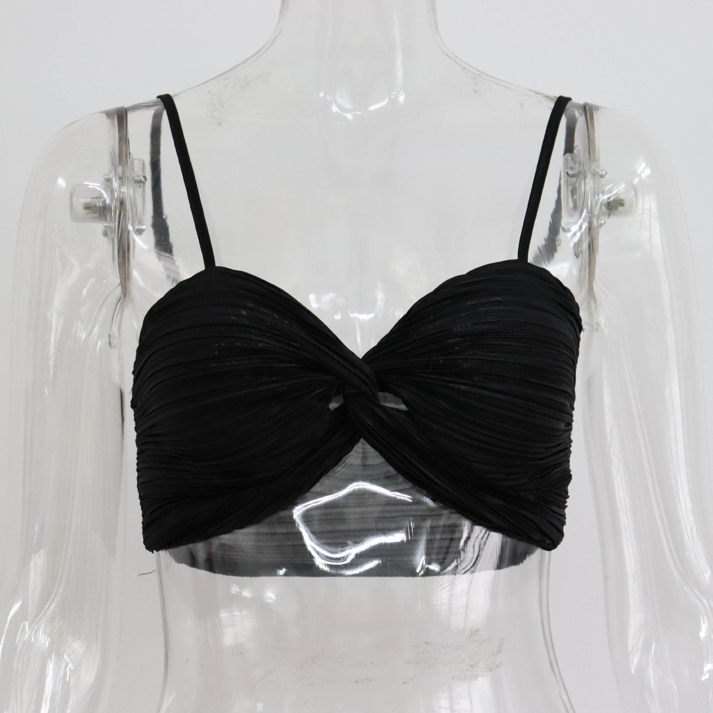 Summer Sexy Suit Women Clothing Pleated Long Sleeve V neck Shirt Casual Pants Two Piece Set