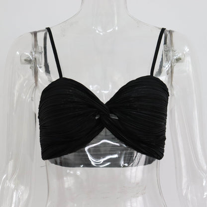 Summer Sexy Suit Women Clothing Pleated Long Sleeve V neck Shirt Casual Pants Two Piece Set