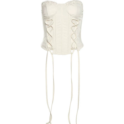 Asymmetrical Lace-Up Tube Top