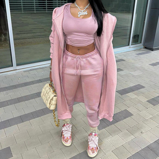 Autumn Women Clothing Long Sleeve Hooded Casual Sports Two Piece Set