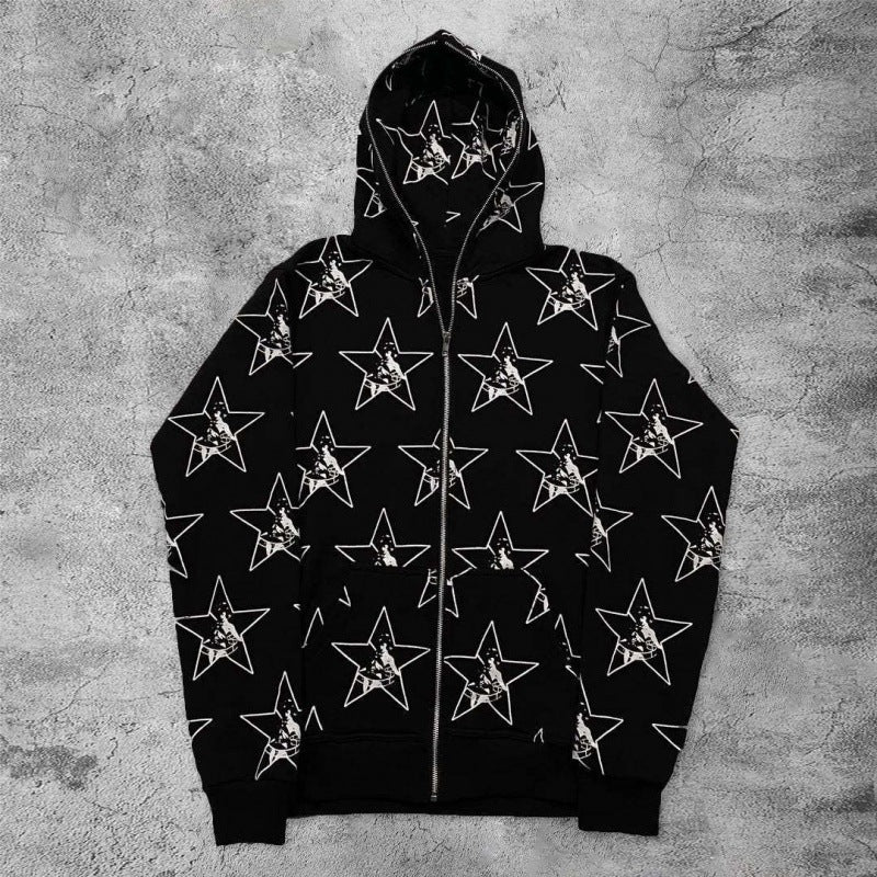 Heart 3D Print Zip-up Long Sleeve Hoodie