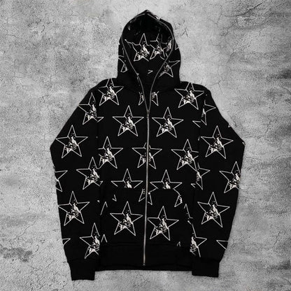 Heart 3D Print Zip-up Long Sleeve Hoodie