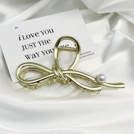 Premium Bow Metallic Large Hair Claw