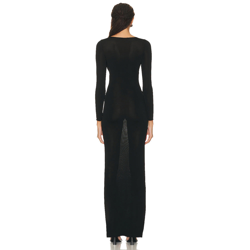 Spring Summer Metal Butterfly Decoration Hollow Out Cutout Dress Dress Women Clothing Sexy Dress