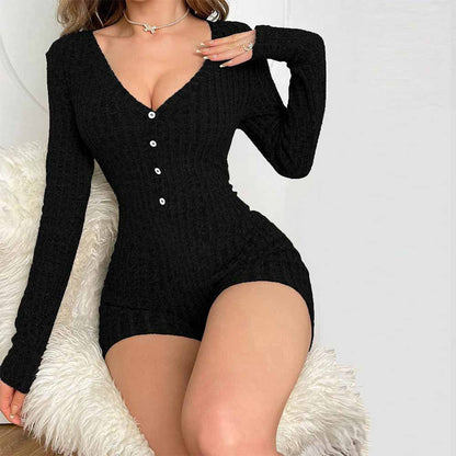 Women Clothing Sexy Home Jumpsuit Autumn Winter Comfort Casual Slim Three Point Jumpsuit