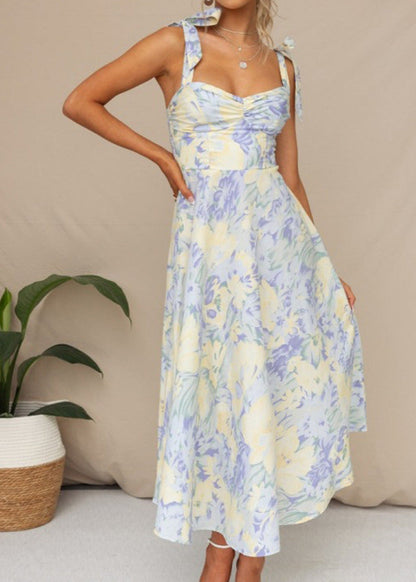 Lunaria Dress – Floral Tie-Shoulder Sweetheart Midi