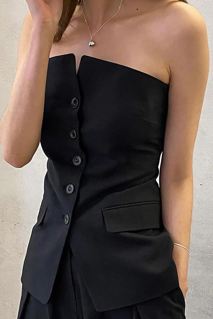 Black Sleeveless long Vest