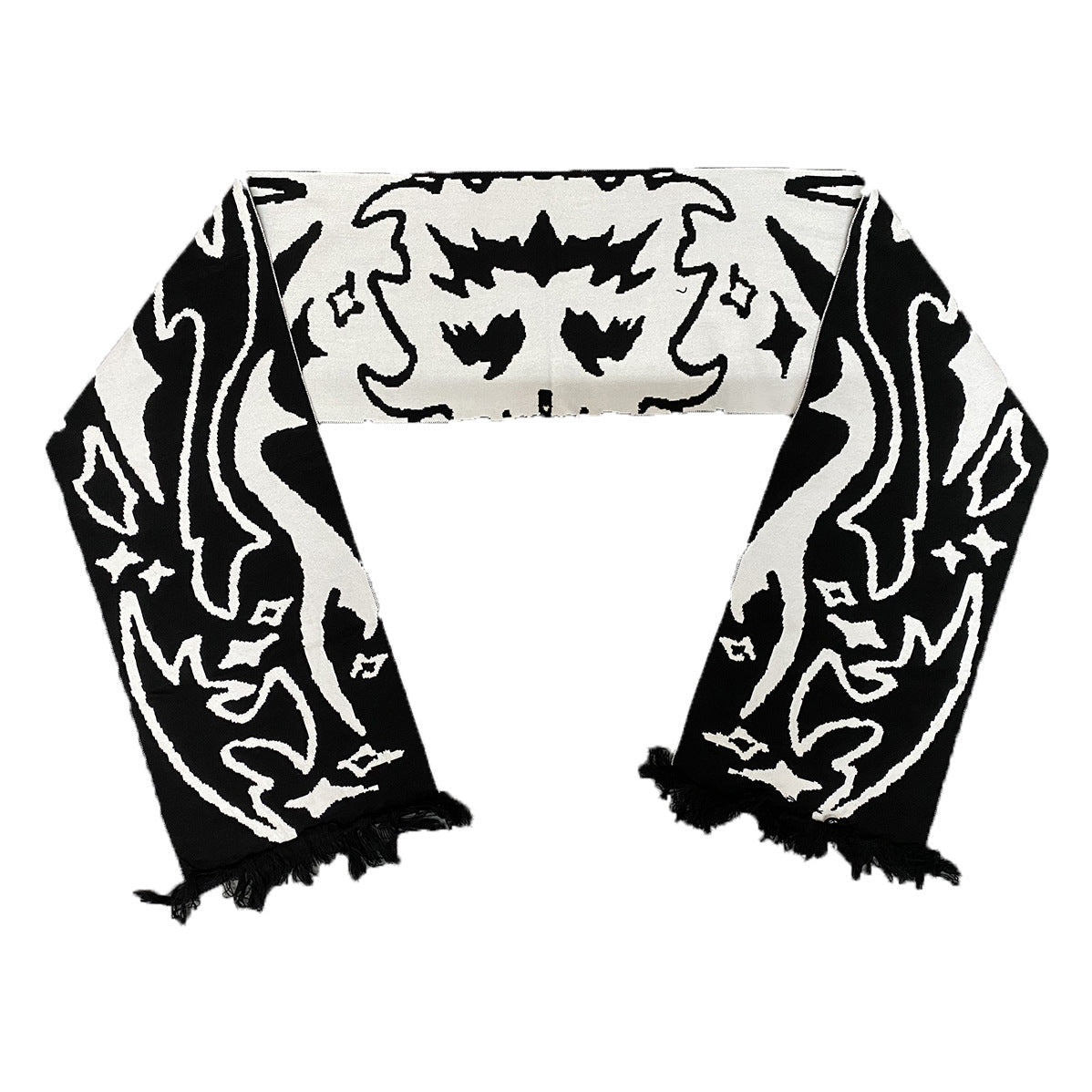 Dark Skull Stripe Reversible Jacquard Scarf