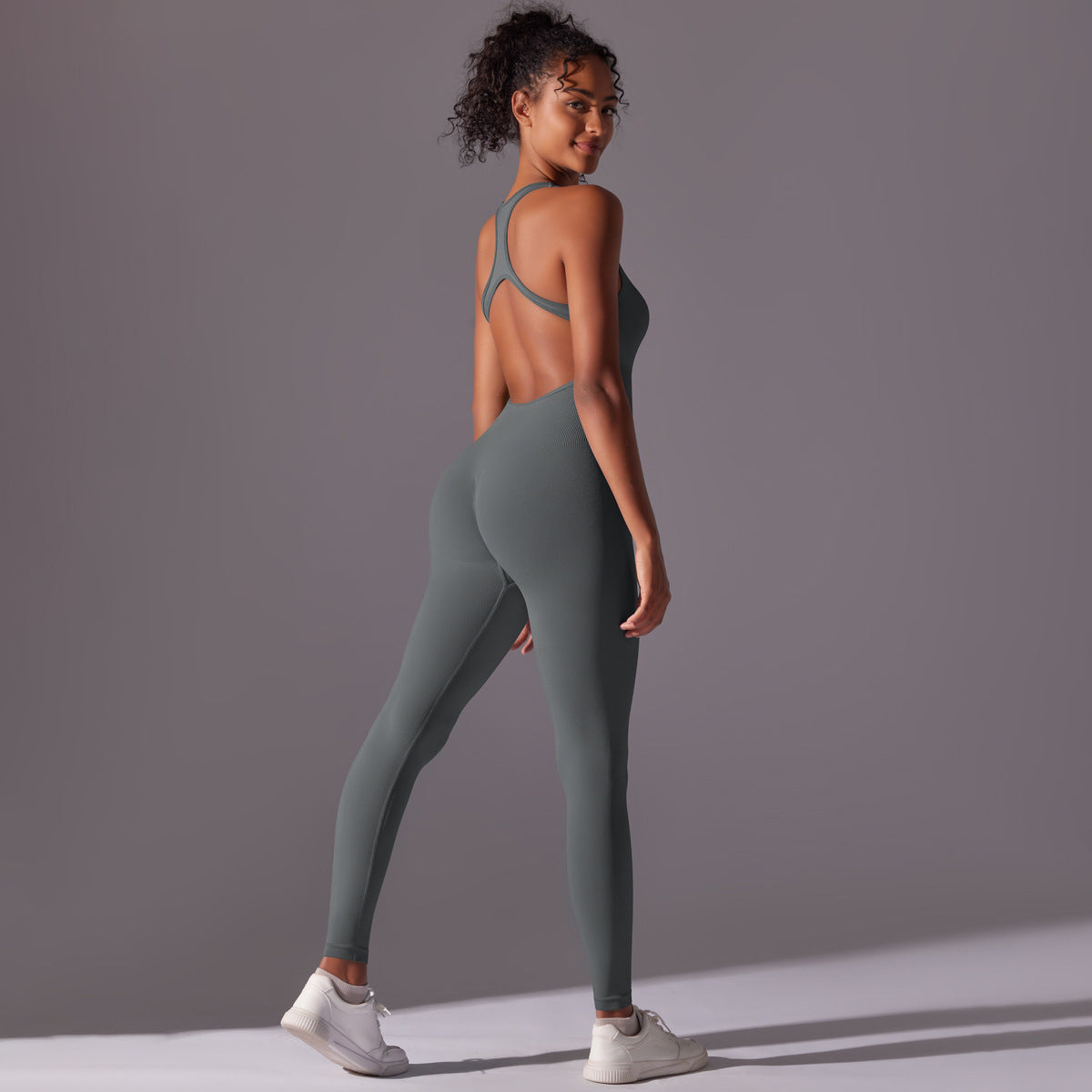 Spring Gym Seamless Shaping Yoga Jumpsuit Integrated Belly Contracting Close Fitting Sports Back Shaping One Piece