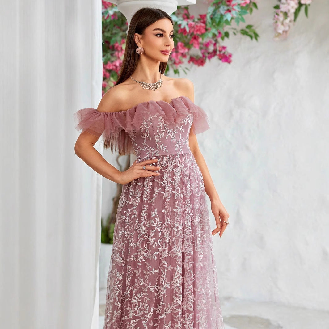 off Shoulder Large Slim Fit Evening Dress Birthday Party Cocktail Performance Graceful Formal Dress