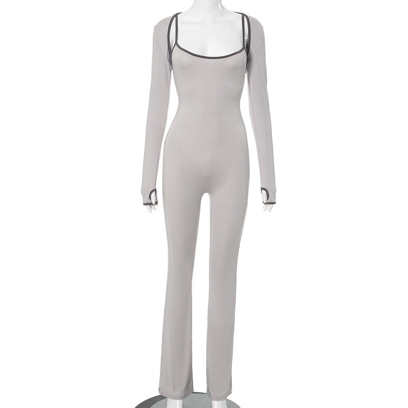 Women Wear Popular Square Collar Sleeveless Tight Top Jumpsuit Women