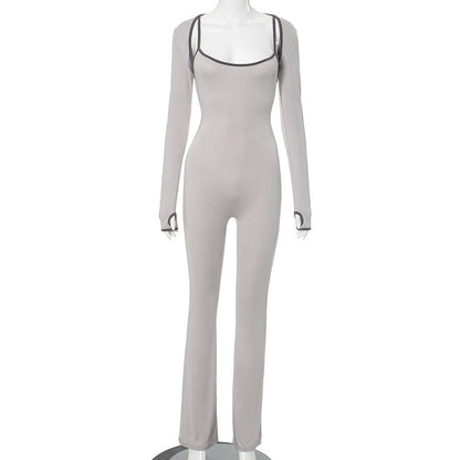 Women Wear Popular Square Collar Sleeveless Tight Top Jumpsuit Women