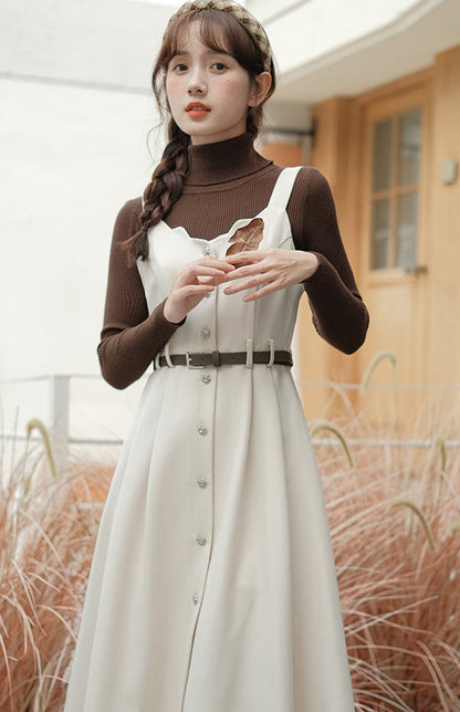 Button Up Scallop Cami Dress