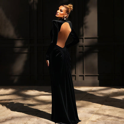 Sexy High Neck Backless Maxi Dress