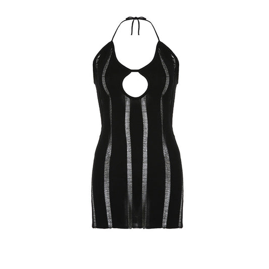 Woolen Basic Dress Spring Sexy Women Wear Halter Cut out Skinny Sheath Dress
