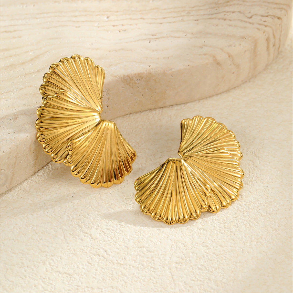 Color Block Stainless Steel Textured Earrings