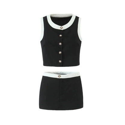 Vivianna Black Tweed Skirt Set